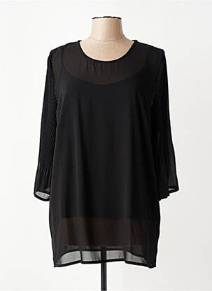 Tunique manches longues tissage crêpe noir CHALOU femme