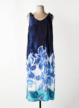 Robe longue imprimé fleurs sans manche bleu SEE YOU femme