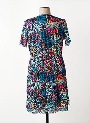 Robe mi-longue imprimé fleurs manches courtes bleu GRIFFON femme