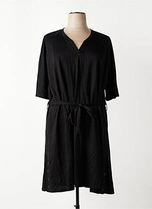 Robe mi-longue manches 3/4 manches 3/4 noir FRANCK ANNA femme