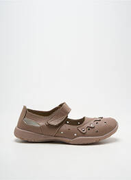 Ballerines fermeture scratch talon plat jusqu'à 3cm marron ELITO femme