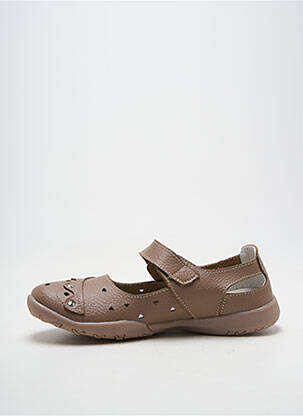 Ballerines fermeture scratch talon plat jusqu'à 3cm marron ELITO femme
