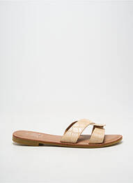Mules/sabots chiquet talon plat jusqu'à 3cm beige CINK-ME femme