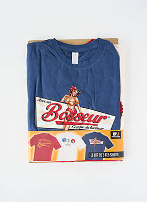 T-shirt stretch manches courtes bleu BOSSEUR homme