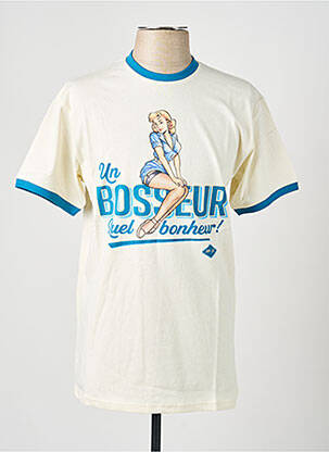 T-shirt stretch manches courtes beige BOSSEUR homme