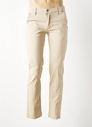 Pantalon chino fermeture zippée sous rabat boutonné taille normale beige MACKTEN femme