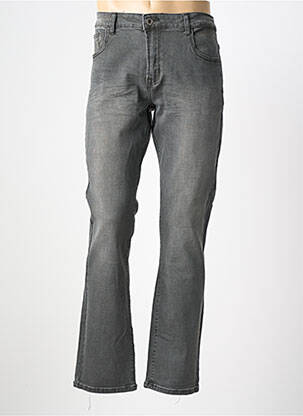 Jeans coupe droite fermeture zippée sous rabat boutonné gris OMNIMEN homme