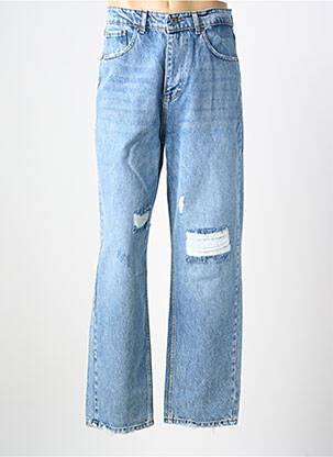Jeans coupe droite fermeture zippée sous rabat boutonné bleu I8 DENIM homme