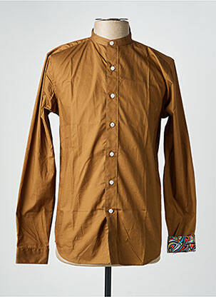 Chemise manches longues coupe cintrée marron YVES ENZO homme