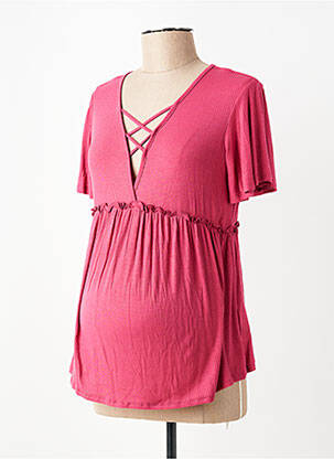 Chemisier maternité manches courtes rose QUERENCIA femme