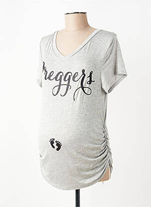 T-shirt / top maternité col v gris FRENCH PASTRY femme