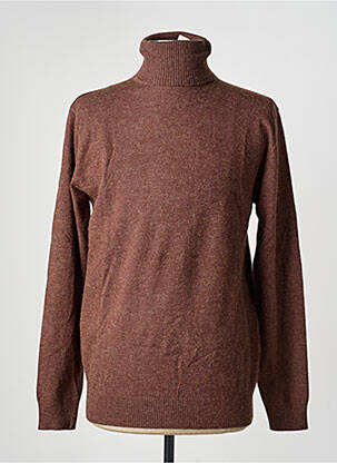 Pull col roulé manches longues manches longues marron CASHMERE homme