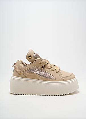 Baskets tissage satiné talon de 4 à 6cm beige MARQUIIZ femme