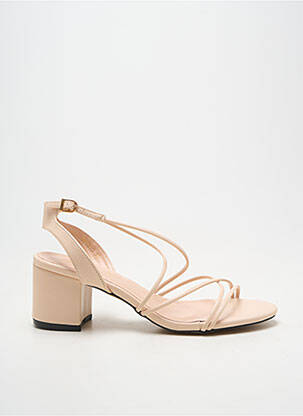 Sandales/nu pieds tissage satiné talon de 4 à 6cm beige CINK-ME femme