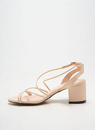 Sandales/nu pieds tissage satiné talon de 4 à 6cm beige CINK-ME femme