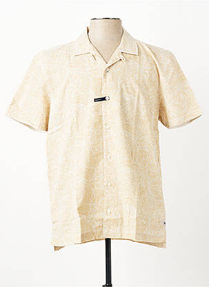 Chemise manches courtes col tailleur beige PIONEER homme