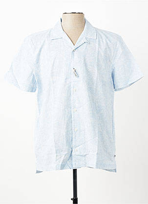 Chemise manches courtes col tailleur bleu PIONEER homme