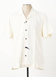 Chemise manches courtes col tailleur beige PIONEER homme