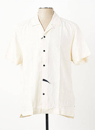 Chemise manches courtes col tailleur beige PIONEER homme