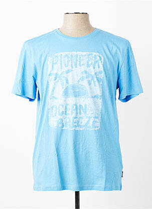 T-shirt stretch manches courtes bleu PIONEER homme