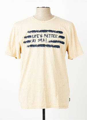 T-shirt stretch manches courtes beige PIONEER homme