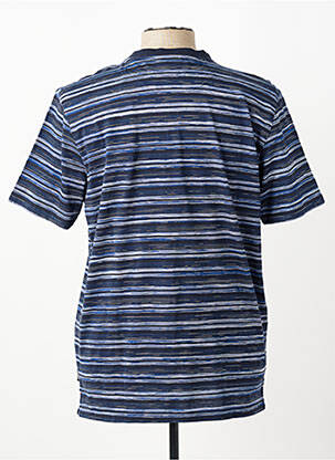 T-shirt col tunisien manches courtes bleu PIONEER homme