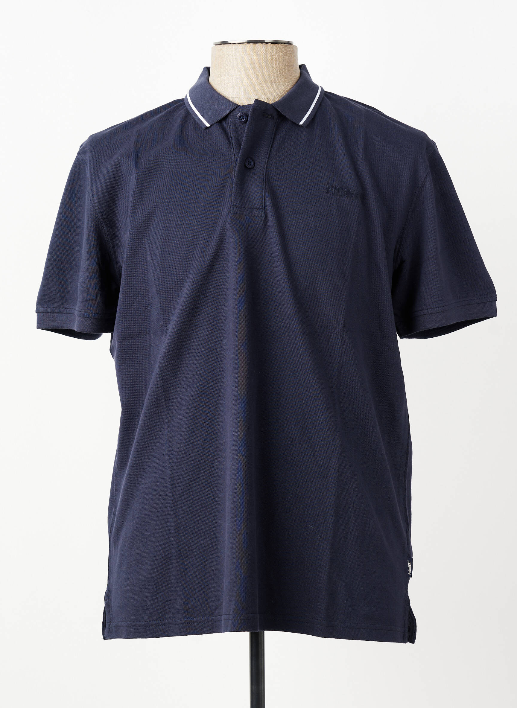 Polo stretch manches courtes bleu fonce PIONEER homme