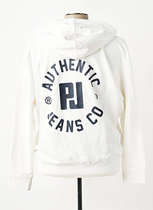 Sweat-shirt à capuche tissage jersey manches longues blanc PIONEER homme
