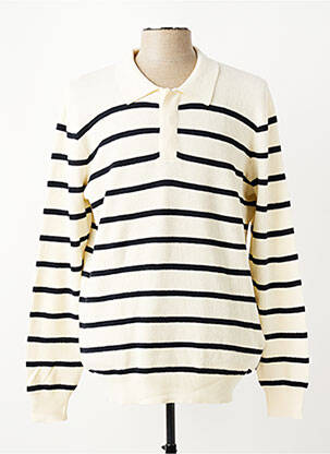 Pull maille souple et aérée manches longues beige PIONEER homme