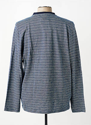T-shirt col tunisien manches longues bleu PIONEER homme