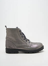 Bottines/boots tissage satiné talon bas argent KICKERS fille