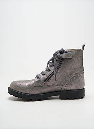 Bottines/boots tissage satiné talon bas argent KICKERS fille