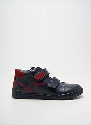 Baskets tissage satiné bout rond bleu KICKERS garçon
