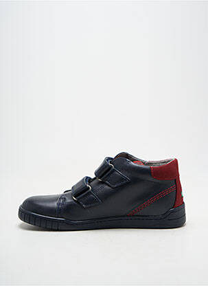 Baskets tissage satiné bout rond bleu KICKERS garçon