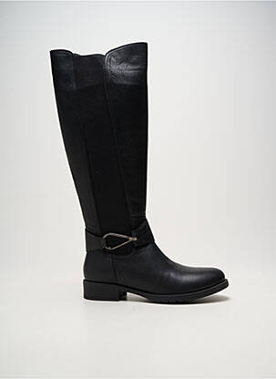 Bottes tissage satiné talon plat jusqu'à 3cm noir ELUE PAR NOUS femme