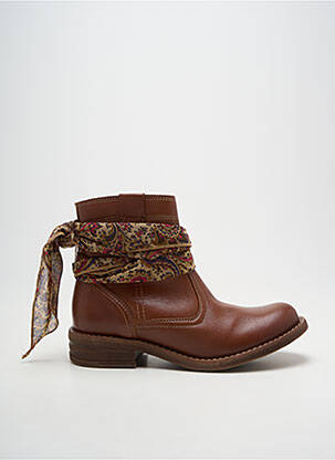 Bottines/boots tissage satiné talon plat jusqu'à 3cm marron W STYLE femme