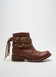 Bottines/boots tissage satiné talon plat jusqu'à 3cm marron W STYLE femme