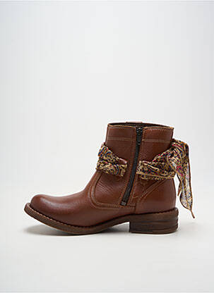 Bottines/boots tissage satiné talon plat jusqu'à 3cm marron W STYLE femme