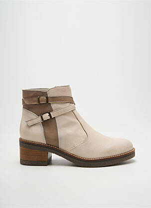 Bottines/boots tissage satiné talon de 4 à 6cm beige FOLLIA DOLCE femme