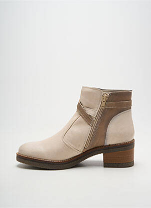 Bottines/boots matière lisse talon de 4 à 6cm beige FOLLIA DOLCE femme