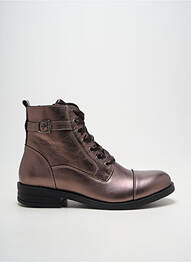 Bottines/boots tissage satiné talon plat jusqu'à 3cm marron REBELLES femme