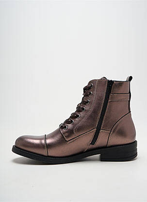 Bottines/boots tissage satiné talon plat jusqu'à 3cm marron REBELLES femme