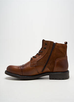 Bottines/boots fermeture zip et lacets talon bas marron COTEMER homme