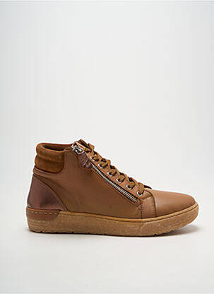 Baskets fermeture zip et lacets talon plat jusqu'à 3cm marron COTEMER femme