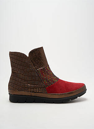 Bottines/boots tissage satiné talon plat jusqu'à 3cm rouge PEDI GIRL femme