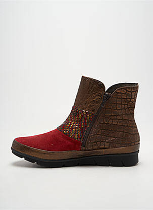 Bottines/boots tissage satiné talon plat jusqu'à 3cm rouge PEDI GIRL femme