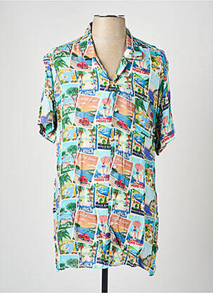 Chemise manches courtes imprimé tie and dye bleu RECYCLED ART WORLD homme