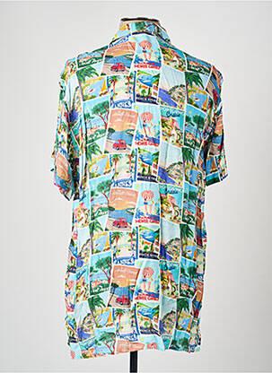 Chemise manches courtes col tailleur bleu RECYCLED ART WORLD homme