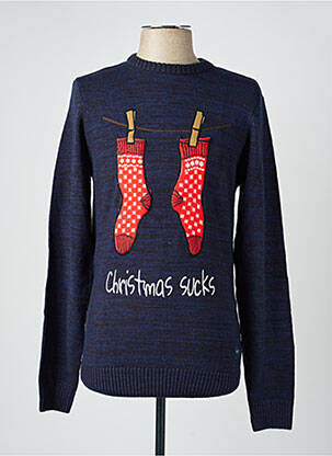 Pull tissage jacquard manches longues bleu BLEND homme