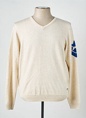 Pull col v manches longues beige FREEMAN T.PORTER homme